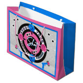 銃またはバラピンク&ブルー | 性別の表示 ラージペーパーバッグ (正面アングル)