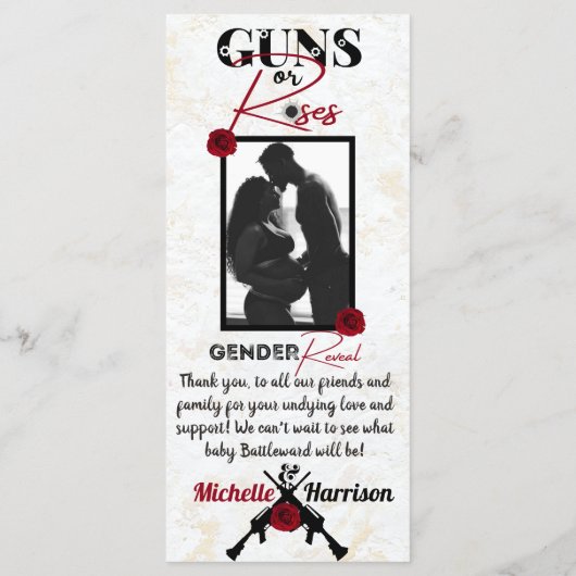 銃またはバラ赤と黒のジェンダーが写真を明らかにする メニュー (裏面)