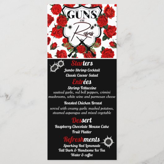 銃またはバラ赤と黒のジェンダーが写真を明らかにする メニュー (正面)