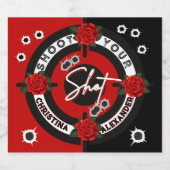 銃またはバラ赤と黒の性別の明け ビールラベル (シングルラベル)