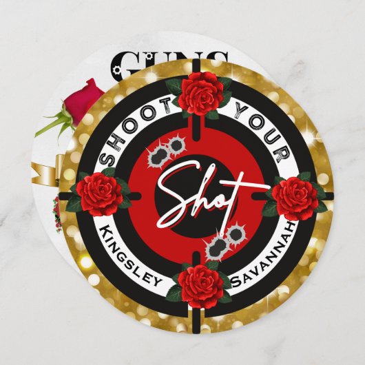 銃またはバラ |撮影した性別のリビール 招待状 (正面/裏面)