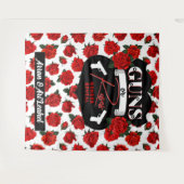 銃やバラの性別が赤を明らかにする|黒ベビーシャワー タペストリー (正面(横))