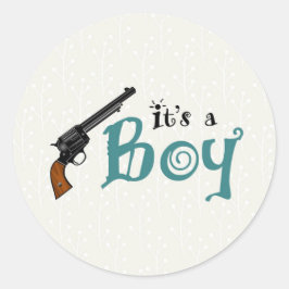 銃やバラジェンダーが見せるステッカー男の子 ラウンドシール