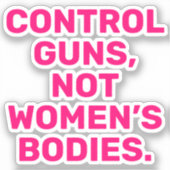 銃を制御しない女性の体ホットピンクホワイト シール (正面)