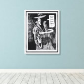 銃を向けたグラフィック小説の主人公 キャンバスプリント (インサイチュ (ウッドフロア))