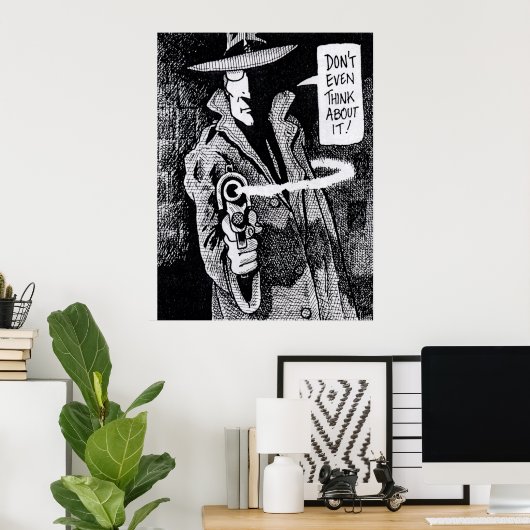 銃を向けたグラフィック小説の主人公 ポスター (ホームオフィス)