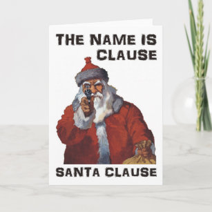銃を向けているサンタクローススパイ: おもしろいなクリスマス シーズンカード