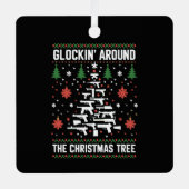 銃を愛おもしろいする人のための醜いクリスマスセーター メタルオーナメント (正面)