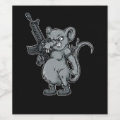 銃を持ったネズミ兵イラストレーション ワインラベル (シングルラベル)