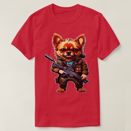 銃を持った犬 Tシャツ (デザイン正面)