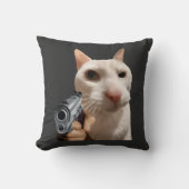 銃を持つクールな猫の面白いミーム クッション (正面)