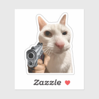銃を持つクールな猫の面白いミーム シール
