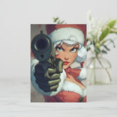 銃を持つレディのクリスマスカード シーズンカード (スタンド正面)