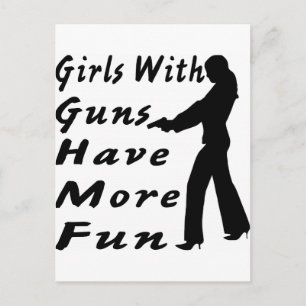 銃を持つ女の子のおもしろい ポストカード