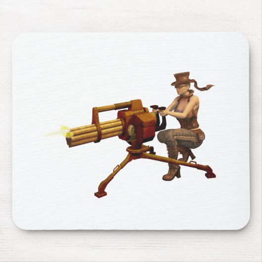 銃を持つSteampunkの女の子 マウスパッド (正面)