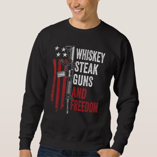 銃ウイスキーのビールと自由Usa Gun O飲み スウェットシャツ (正面)
