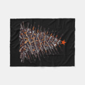 銃クリスマスツリーおもしろいクリスマス2024銃のためのギフト フリースブランケット (正面(横))