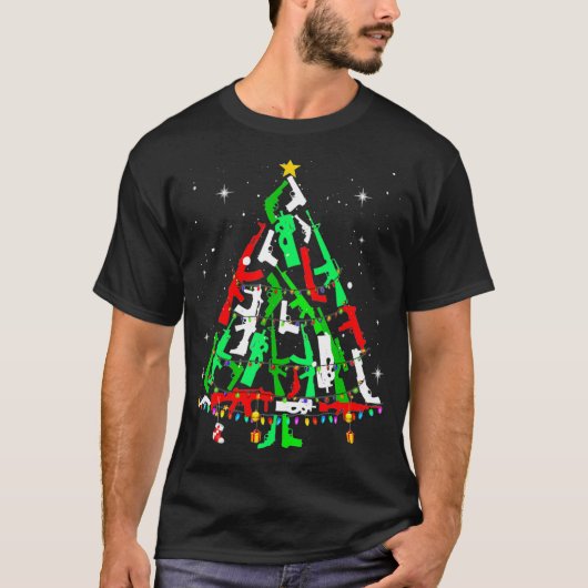 銃クリスマスツリークリスマスの贈り物のための恋人の銃 Tシャツ (正面)