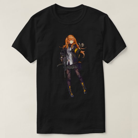 銃デザイン付きアニメガールカッコいい Tシャツ (デザイン正面)