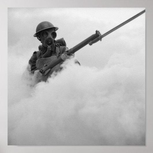 銃剣ライフル付きガスマスク兵士 – 1941 ポスター (正面)