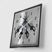 銃剣銀色の四角い壁掛け時計 スクエア壁時計 (傾斜)