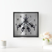 銃剣銀色の四角い壁掛け時計 スクエア壁時計 (ホーム)