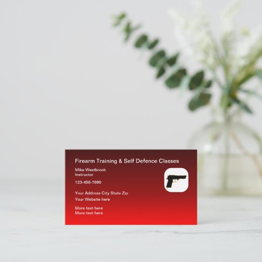 銃器と自衛の授業 名刺 (スタンド正面)