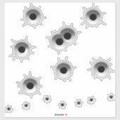 銃弾穴機関銃のビニールステッカー シール (シート)