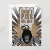 銃怒付きサル ポストカード (正面/裏面)