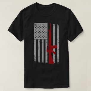 銃愛好家アメリカンフラグプライド贈答者女性 Tシャツ