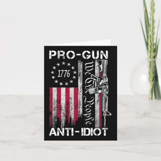 銃擁護 反馬鹿Tシャツ ヴィンテージ アメリカ国旗 第2修正条項 カード (正面)