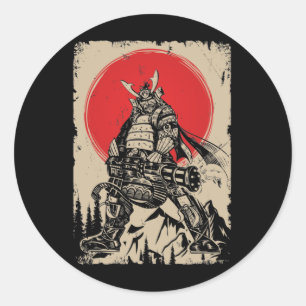 銃日本のを持つ武士 ラウンドシール