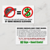 "銃無しお金無し"のミズーリCCWの名刺(1A) 名刺 (正面/裏面)