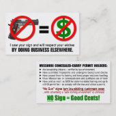 "銃無しお金無し"のミズーリCCWの名刺(1L) 名刺 (正面/裏面)