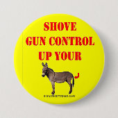 銃砲規制を押して下さい 缶バッジ (正面)