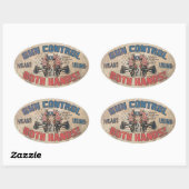 銃規制手段と両手 楕円形シール (シート)