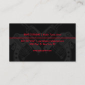 銃 ミニマリスト 現代 ブラック レッド タトゥー 名刺 (裏面)