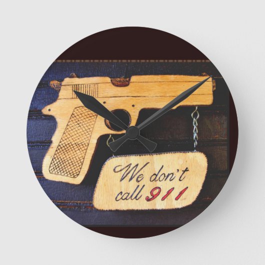 銃 ラウンド壁時計 (正面)