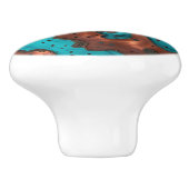 銅およびターコイズ抽象芸術 セラミックノブ (側面)