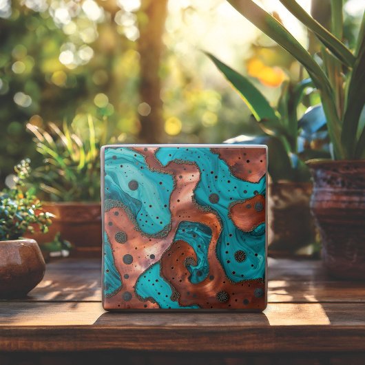 銅およびターコイズ抽象芸術 タイル