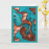 銅およびターコイズ抽象芸術 空白の カード (黄色い花)