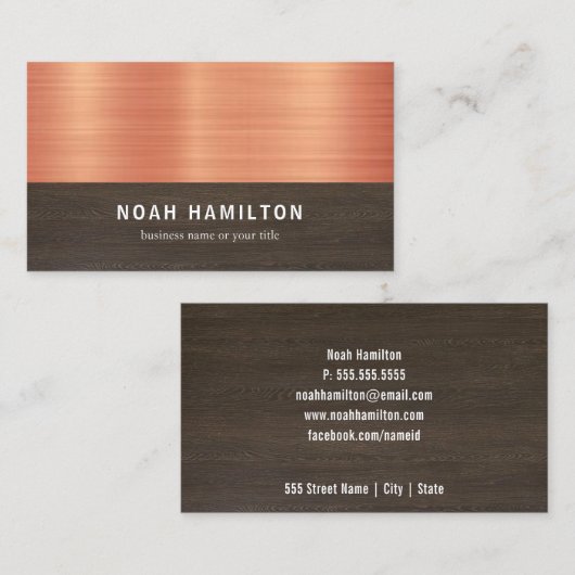 銅および暗い木製の効果|の名刺 名刺 (正面/裏面)