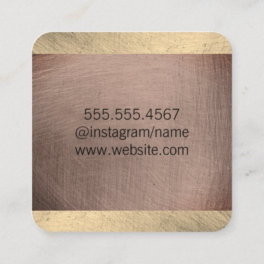 銅および金ゴールドメタリック(フェイク) スクエア名刺 (裏面)