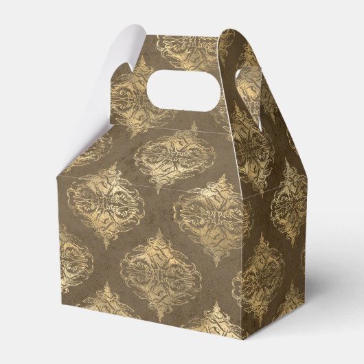 銅および金ゴールドヴィンテージダマスク フェイバーボックス (正面サイド)