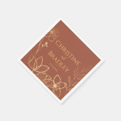 銅および金ゴールド結婚ズ スタンダードカクテルナプキン (角)
