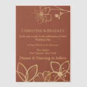 銅および金ゴールド結婚ズ ベラム紙招待状 (正面)