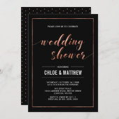 銅および黒 | シンプルモダンウェディングシャワー 招待状 (正面/裏面)