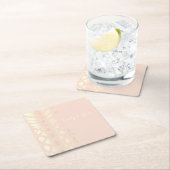 銅かわいらしバラ金ゴールドパイナップル&赤面ピンク スクエアペーパーコースター (インサイチュ)