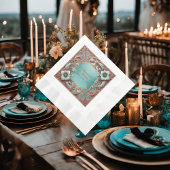 銅とエレガントターコイの鋳物弁当 縁ありランチョンナプキン