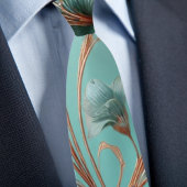 銅とエレガントターコイズLgフローラルパターン ネクタイ